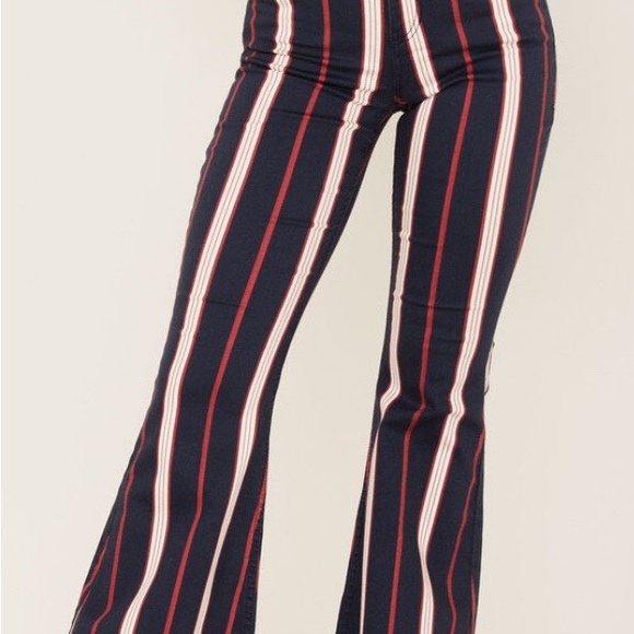 Shyanne Women's Flare Jeans - Navy and Red Stripes - Picture 5 of 5